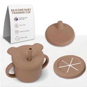 NWT EL BEBE 4-In-One Silicone Baby Training Cup Carmel